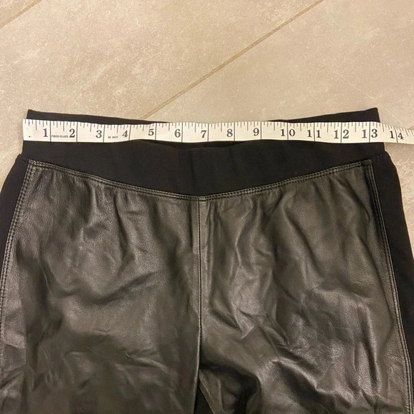 Lafayette 148 New York Leather Panel Pant Black Size Small - Picture 8 of 8